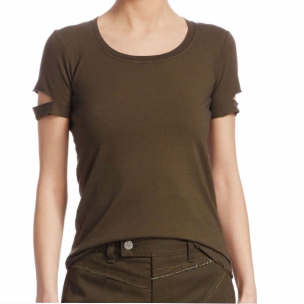 Helmut Lang olive slash tee small